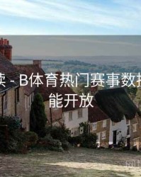新手必读 - B体育热门赛事数据分析功能开放